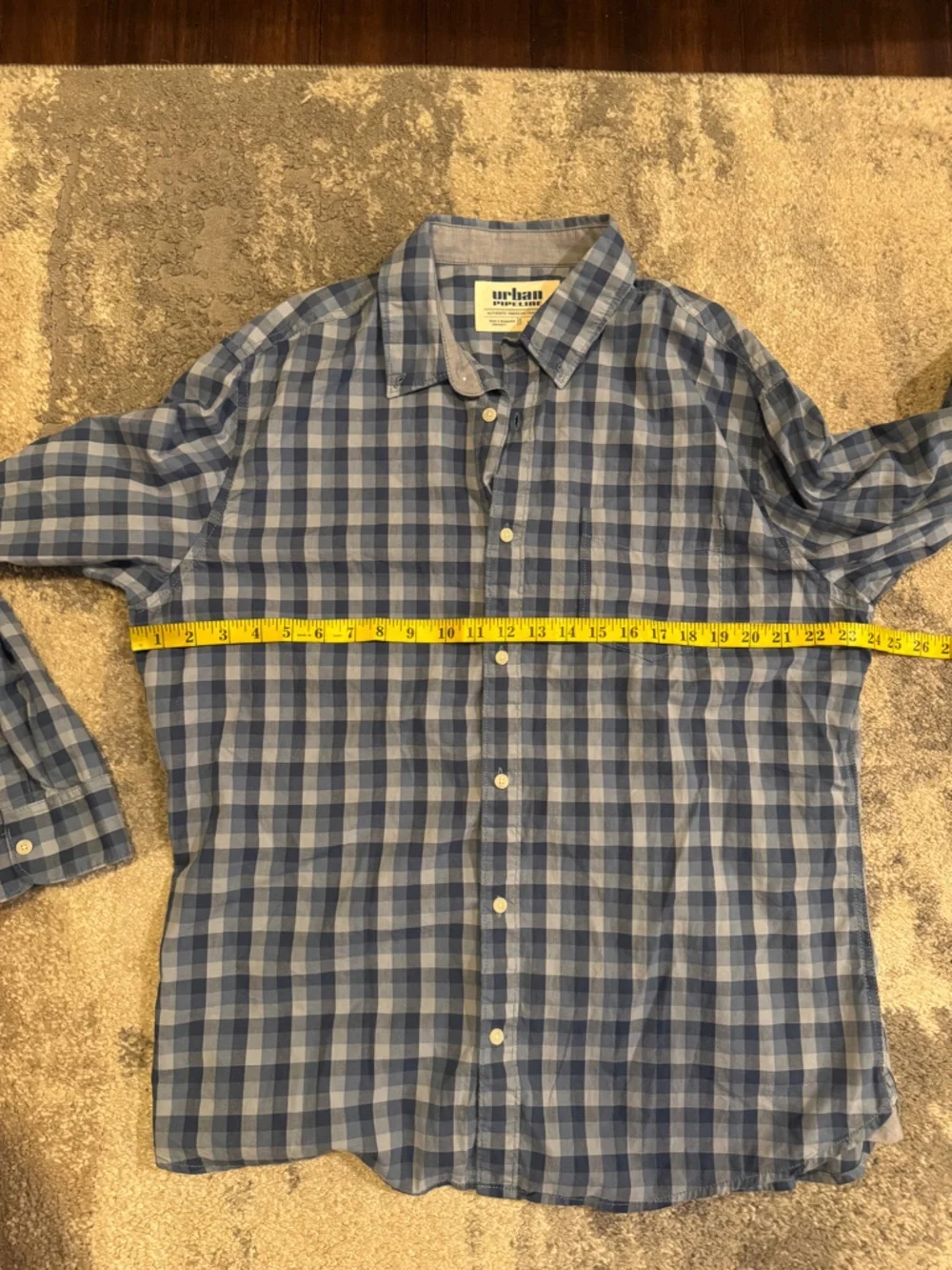 Urban pipeline Light and Navy Blue Plaid Button-Down Shirt